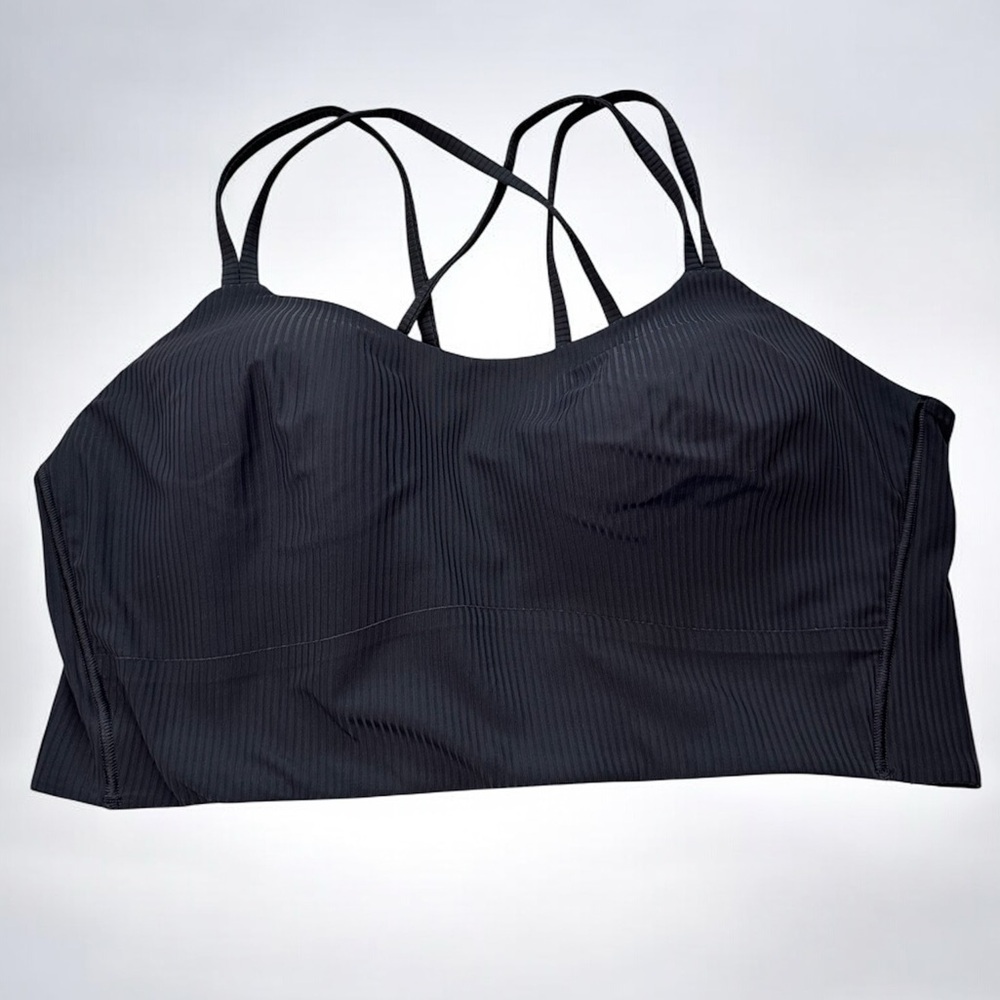Lululemon Like a Cloud Ribbed Bra Size 12 Longline Black Granite Rare